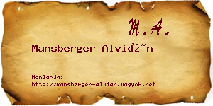Mansberger Alvián névjegykártya